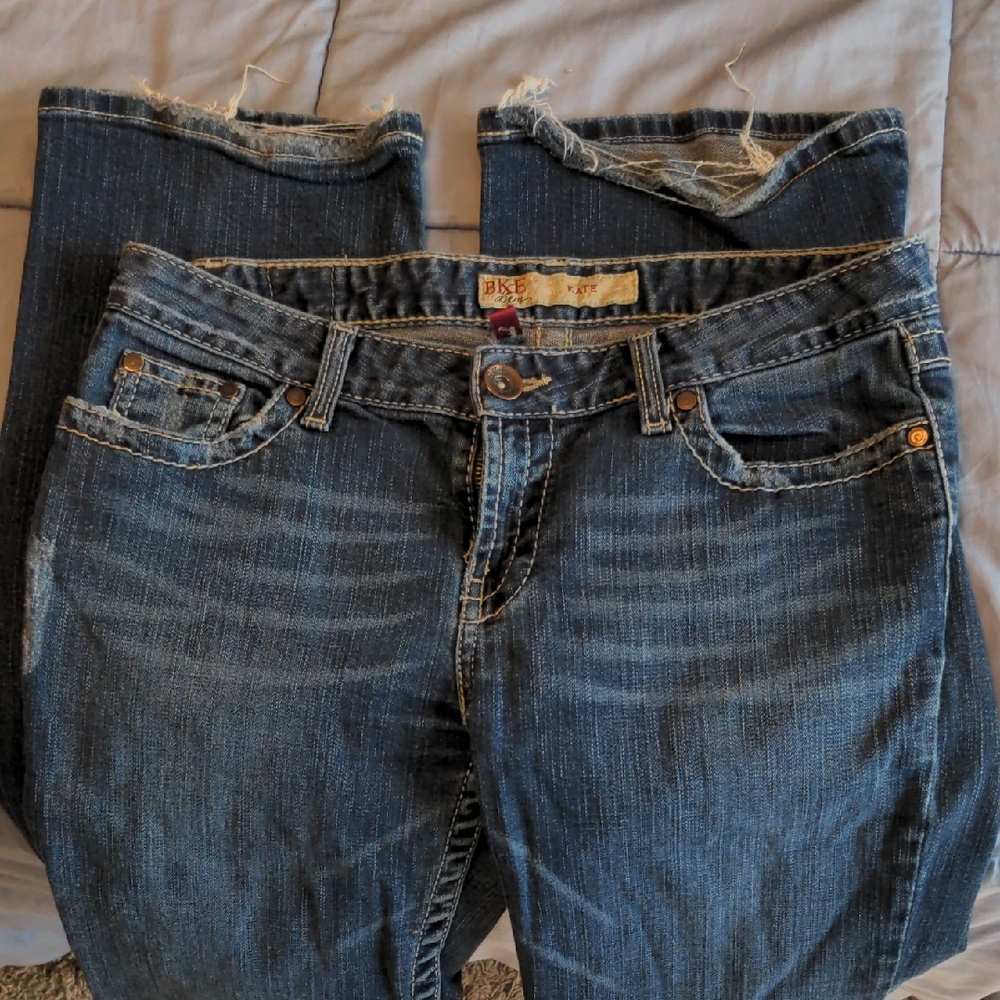 BKE Distressed Blue Boot cut Jeans